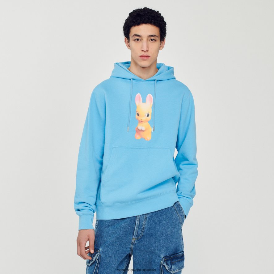hanorac cu imprimeu iepure bărbați albastru deschis Sandro Paris îmbrăcăminte X8Z4NH800