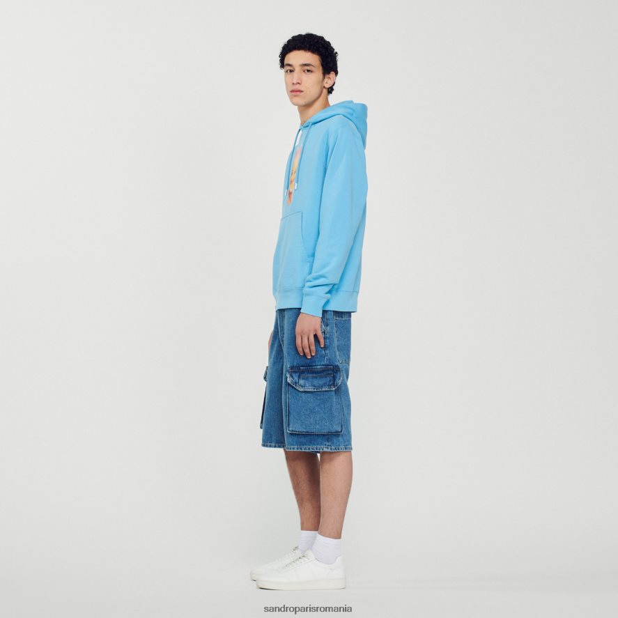 hanorac cu imprimeu iepure bărbați albastru deschis Sandro Paris îmbrăcăminte X8Z4NH800