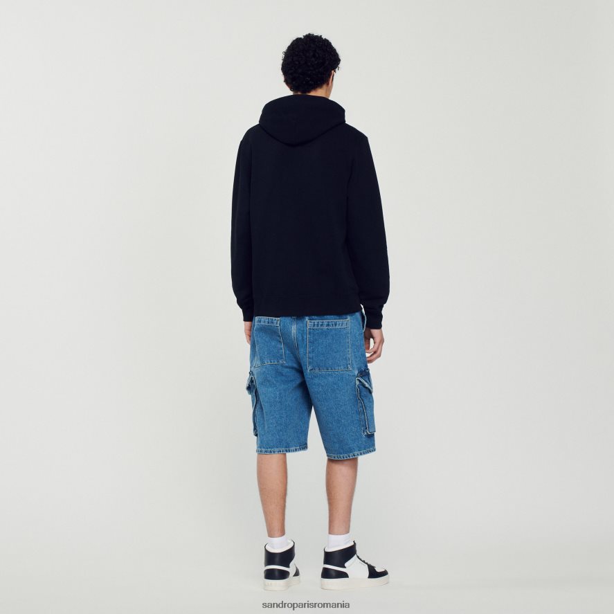 hanorac cu imprimeu iepure bărbați negru Sandro Paris îmbrăcăminte X8Z4NH731