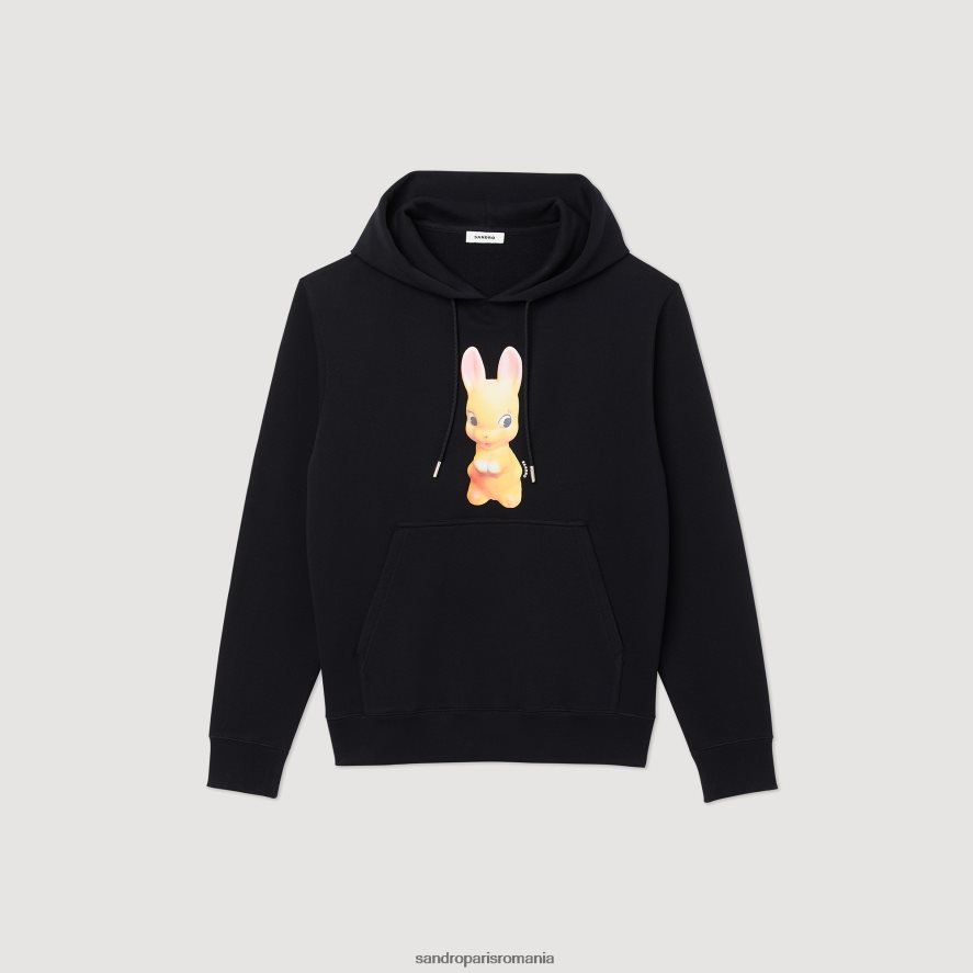 hanorac cu imprimeu iepure bărbați negru Sandro Paris îmbrăcăminte X8Z4NH731