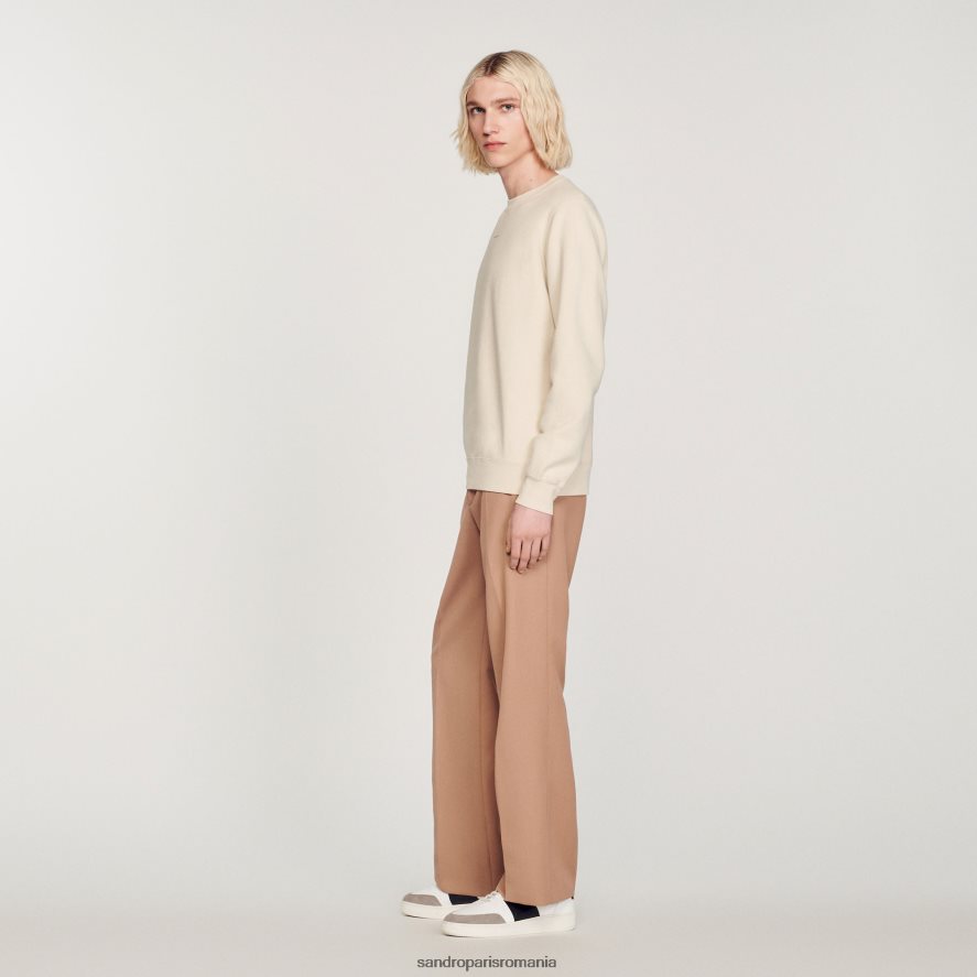 hanorac din fleece brodat bărbați greige Sandro Paris îmbrăcăminte X8Z4NH757