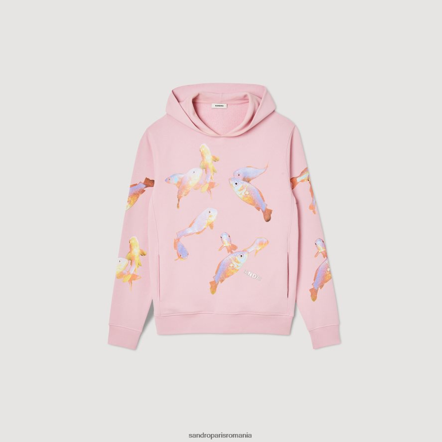 hanorac imprimat cu glugă bărbați roz Sandro Paris îmbrăcăminte X8Z4NH642