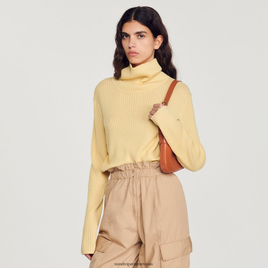 pulover cu gât rulat bărbați galben Sandro Paris îmbrăcăminte X8Z4NH618