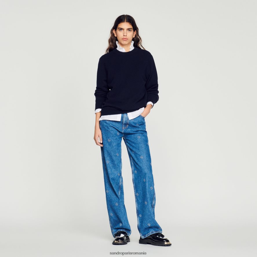 pulover de cașmir bărbați bleumarin inchis Sandro Paris îmbrăcăminte X8Z4NH658