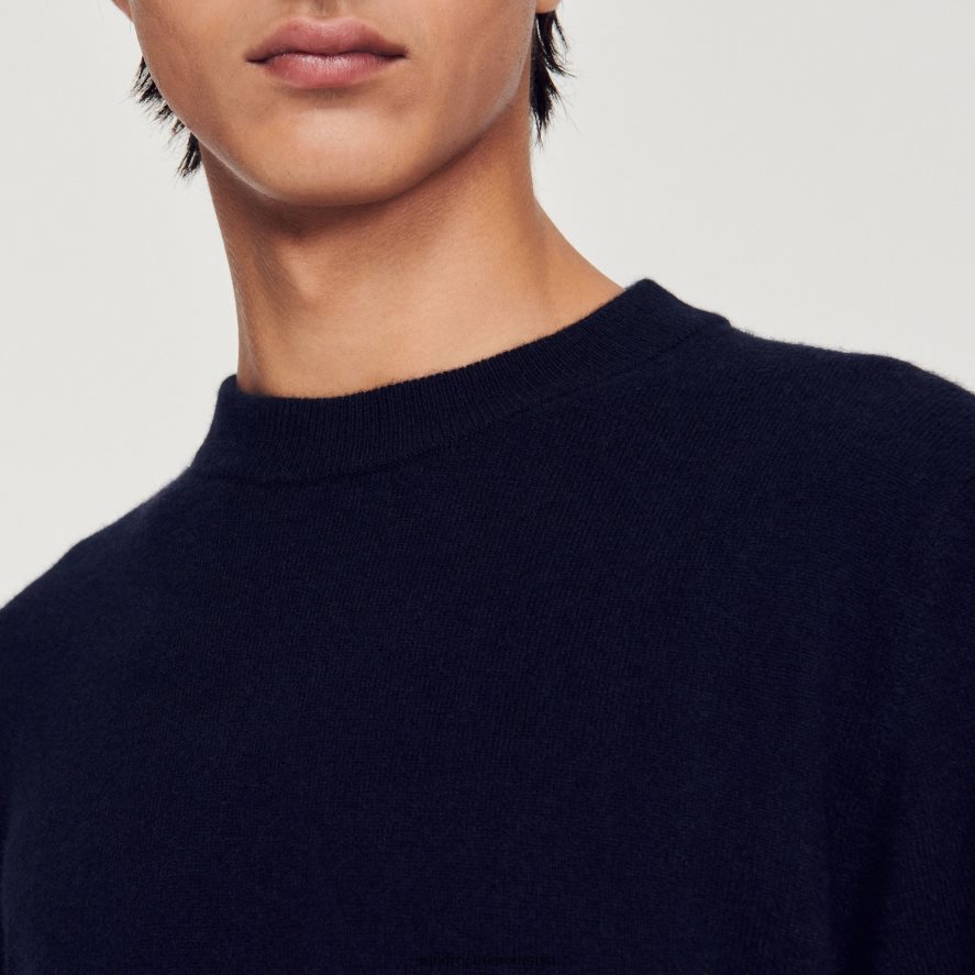 pulover de cașmir bărbați bleumarin inchis Sandro Paris îmbrăcăminte X8Z4NH658