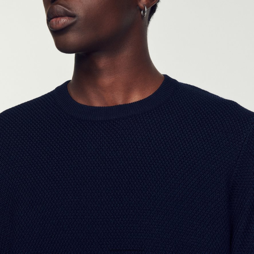 pulover de lână bărbați albastru marin Sandro Paris îmbrăcăminte X8Z4NH687