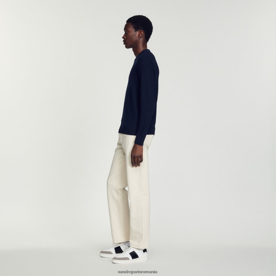 pulover de lână bărbați albastru marin Sandro Paris îmbrăcăminte X8Z4NH687