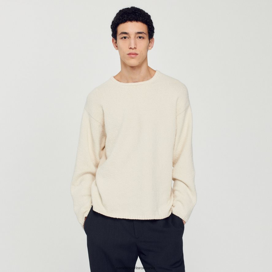 pulover din tricot boucle bărbați ecru Sandro Paris îmbrăcăminte X8Z4NH764