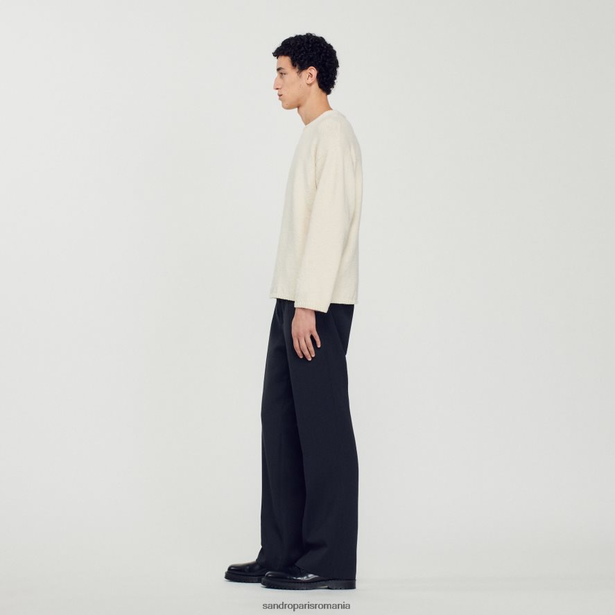 pulover din tricot boucle bărbați ecru Sandro Paris îmbrăcăminte X8Z4NH764