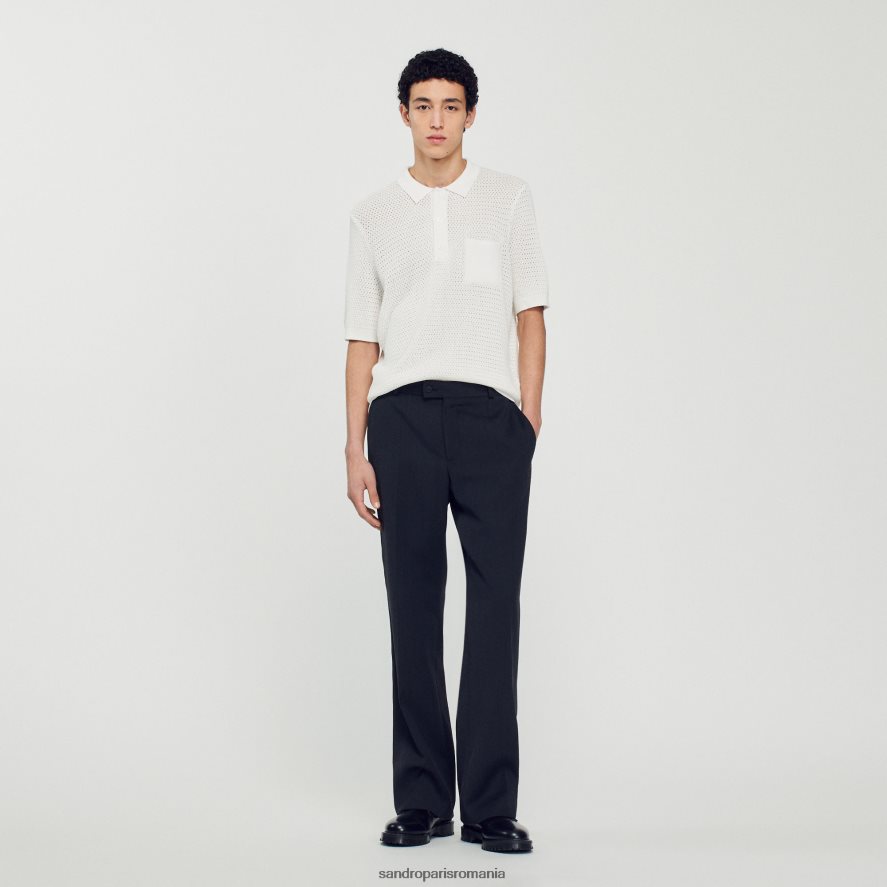 pulover polo cu mâneci scurte bărbați alb Sandro Paris îmbrăcăminte X8Z4NH763