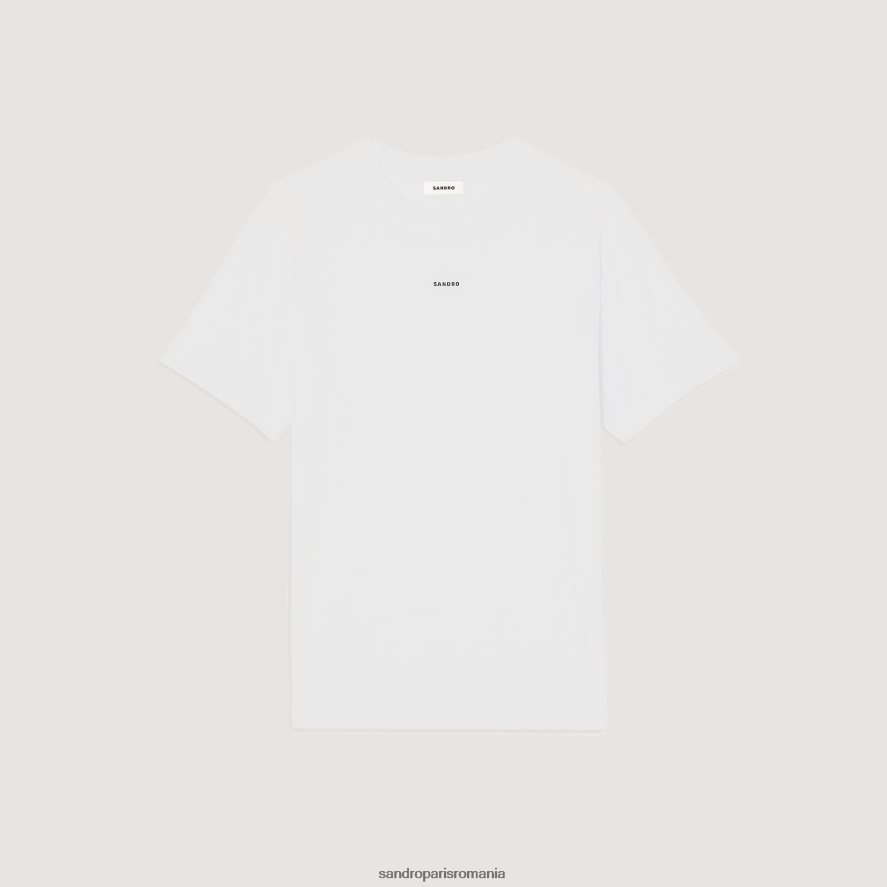 tricou brodat bărbați alb Sandro Paris îmbrăcăminte X8Z4NH710