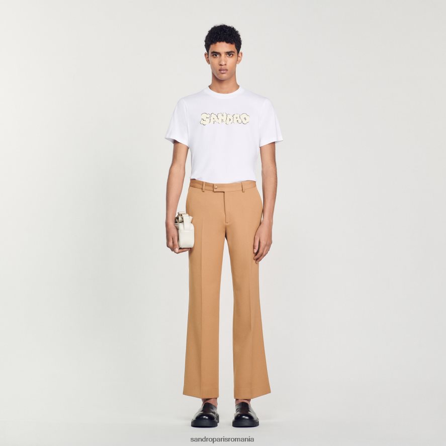 tricou cu broderie bărbați alb Sandro Paris îmbrăcăminte X8Z4NH803