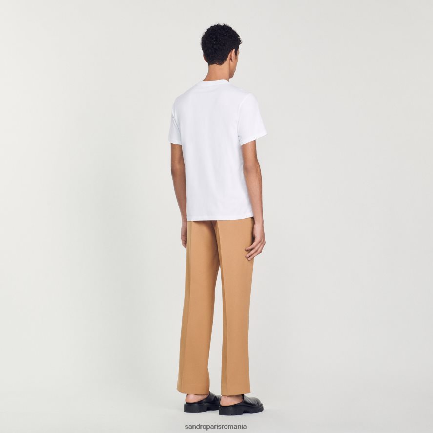 tricou cu broderie bărbați alb Sandro Paris îmbrăcăminte X8Z4NH803