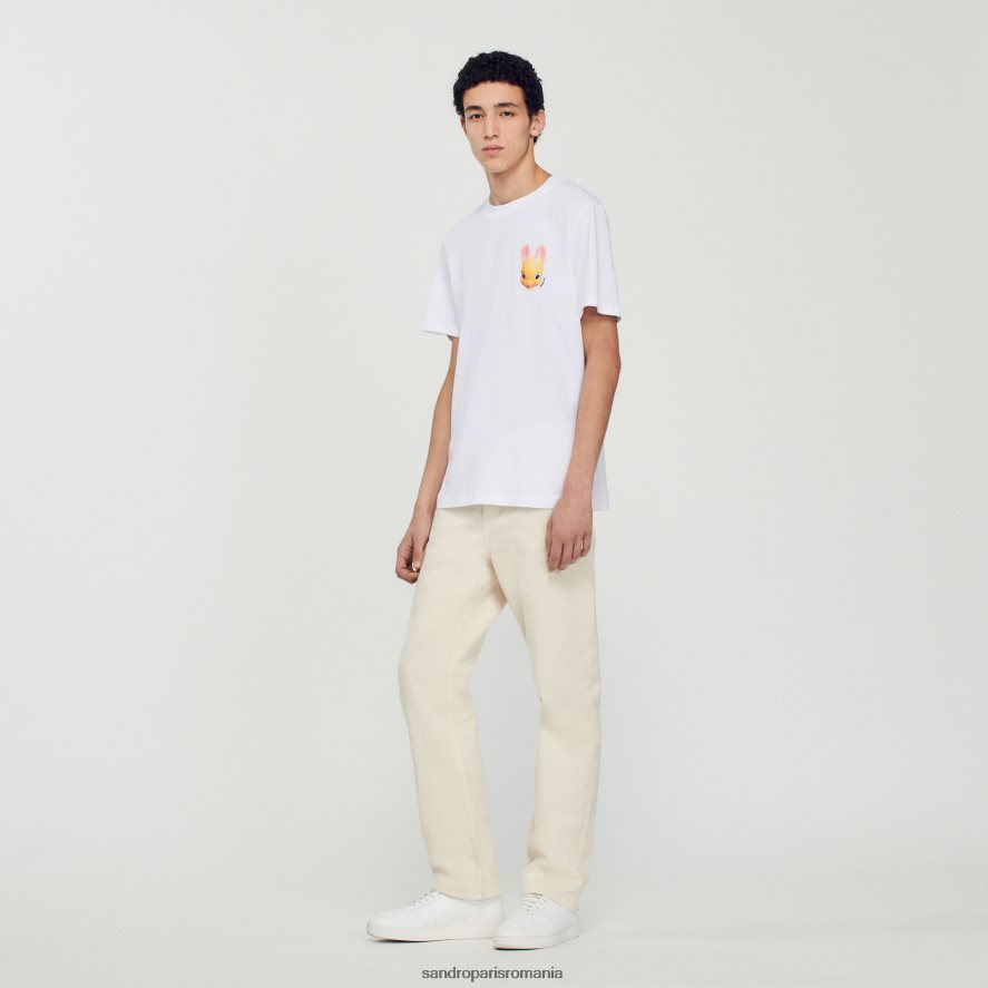tricou cu imprimeu iepure bărbați alb Sandro Paris îmbrăcăminte X8Z4NH750