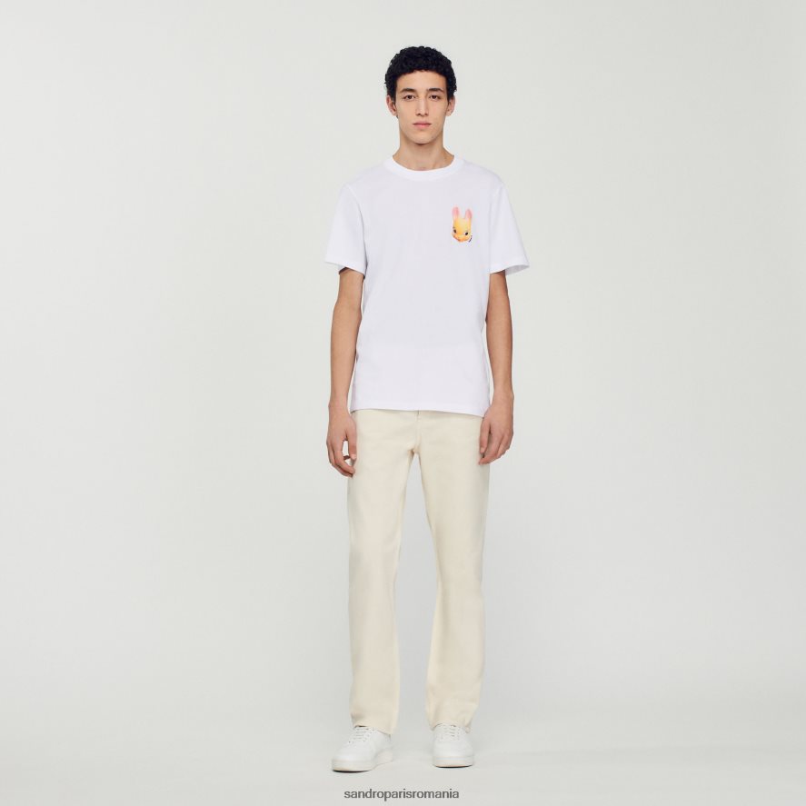 tricou cu imprimeu iepure bărbați alb Sandro Paris îmbrăcăminte X8Z4NH750