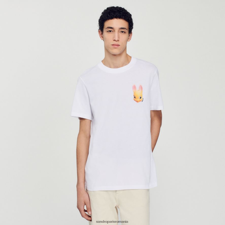 tricou cu imprimeu iepure bărbați alb Sandro Paris îmbrăcăminte X8Z4NH750