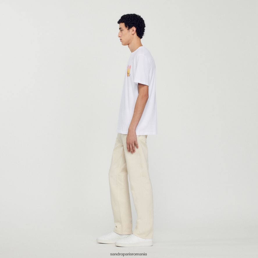 tricou cu imprimeu iepure bărbați alb Sandro Paris îmbrăcăminte X8Z4NH750