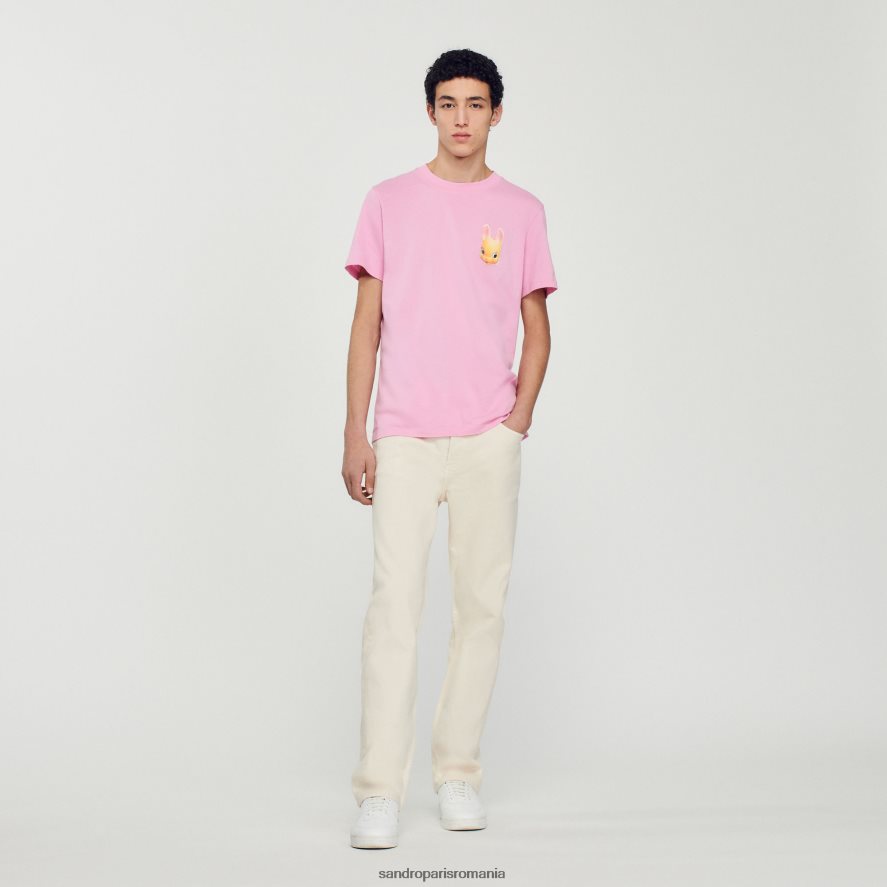 tricou cu imprimeu iepure bărbați roz Sandro Paris îmbrăcăminte X8Z4NH766