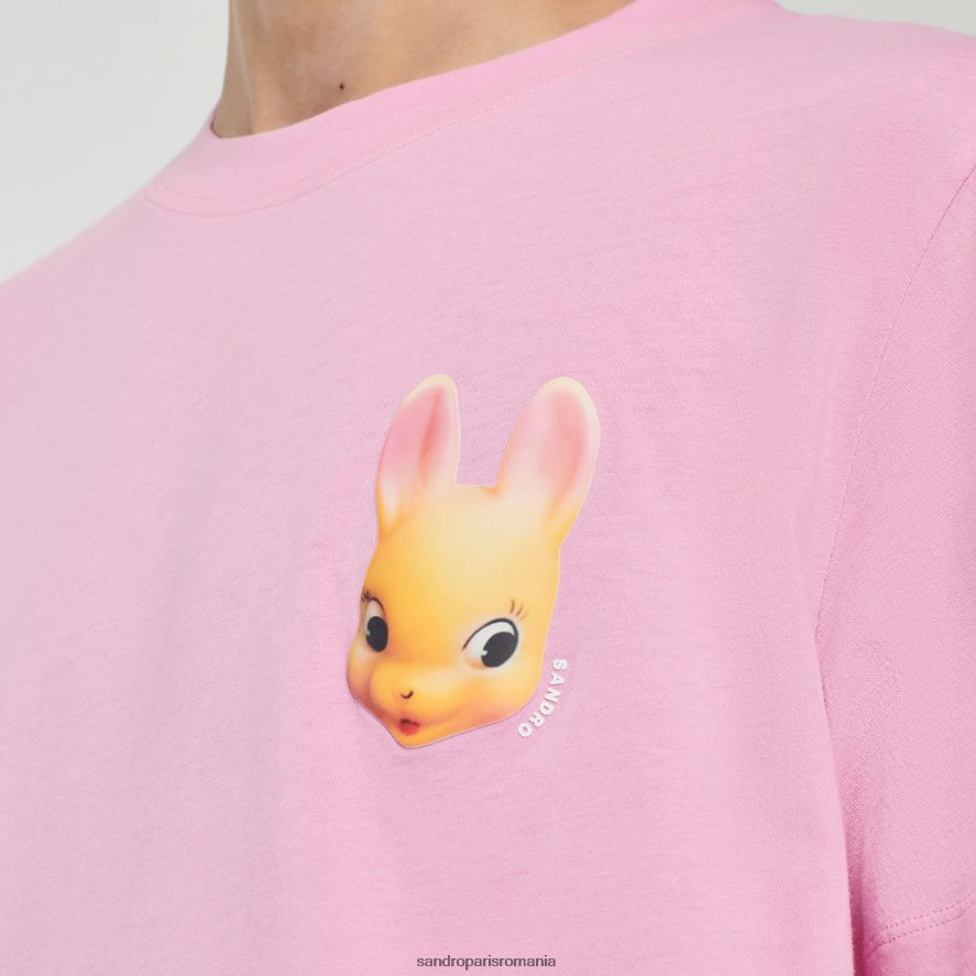 tricou cu imprimeu iepure bărbați roz Sandro Paris îmbrăcăminte X8Z4NH766