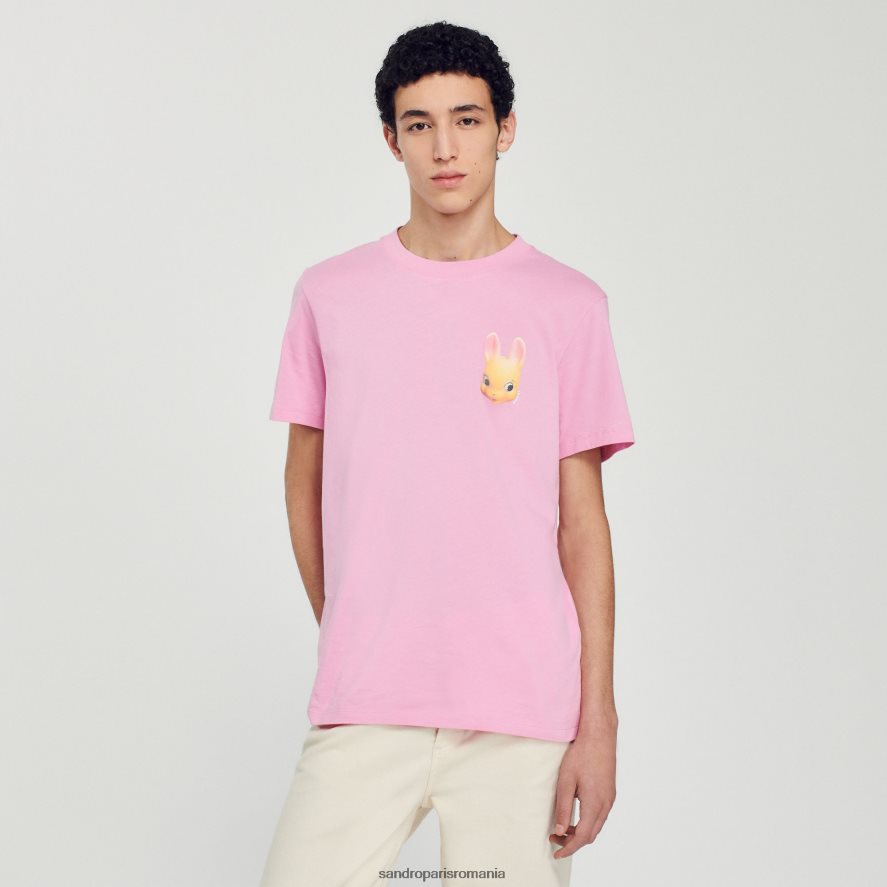 tricou cu imprimeu iepure bărbați roz Sandro Paris îmbrăcăminte X8Z4NH766