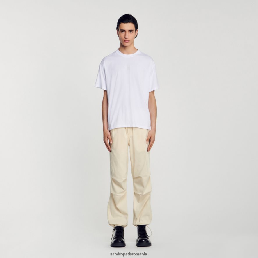 tricou cu logo din cauciuc bărbați alb Sandro Paris îmbrăcăminte X8Z4NH806