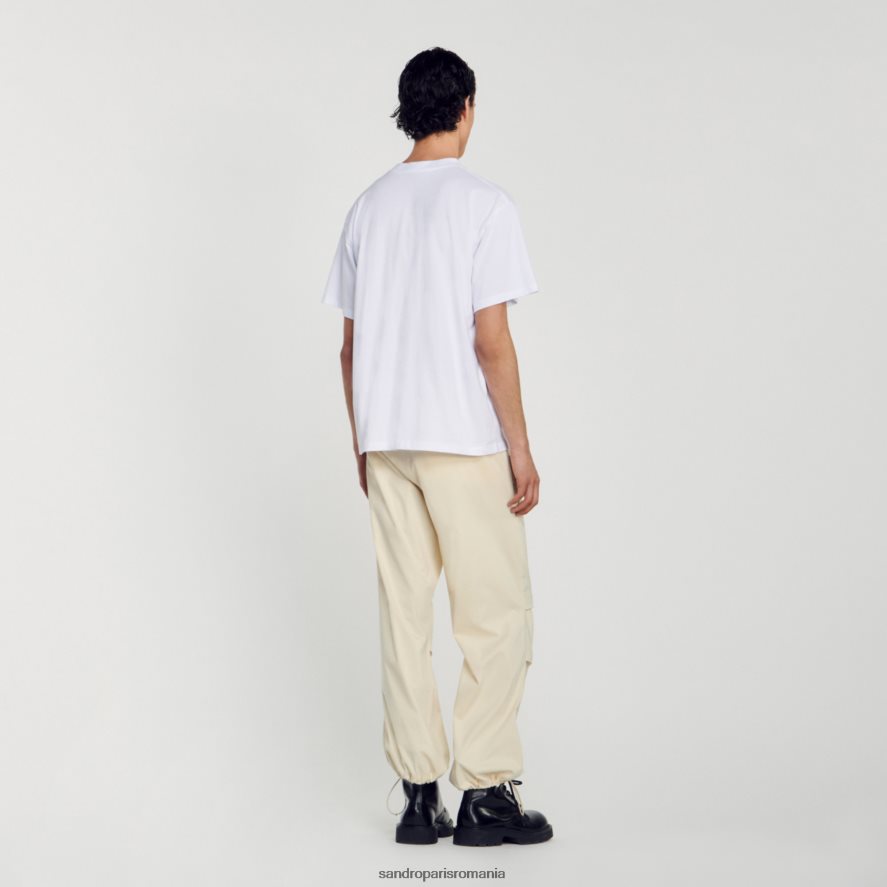 tricou cu logo din cauciuc bărbați alb Sandro Paris îmbrăcăminte X8Z4NH806