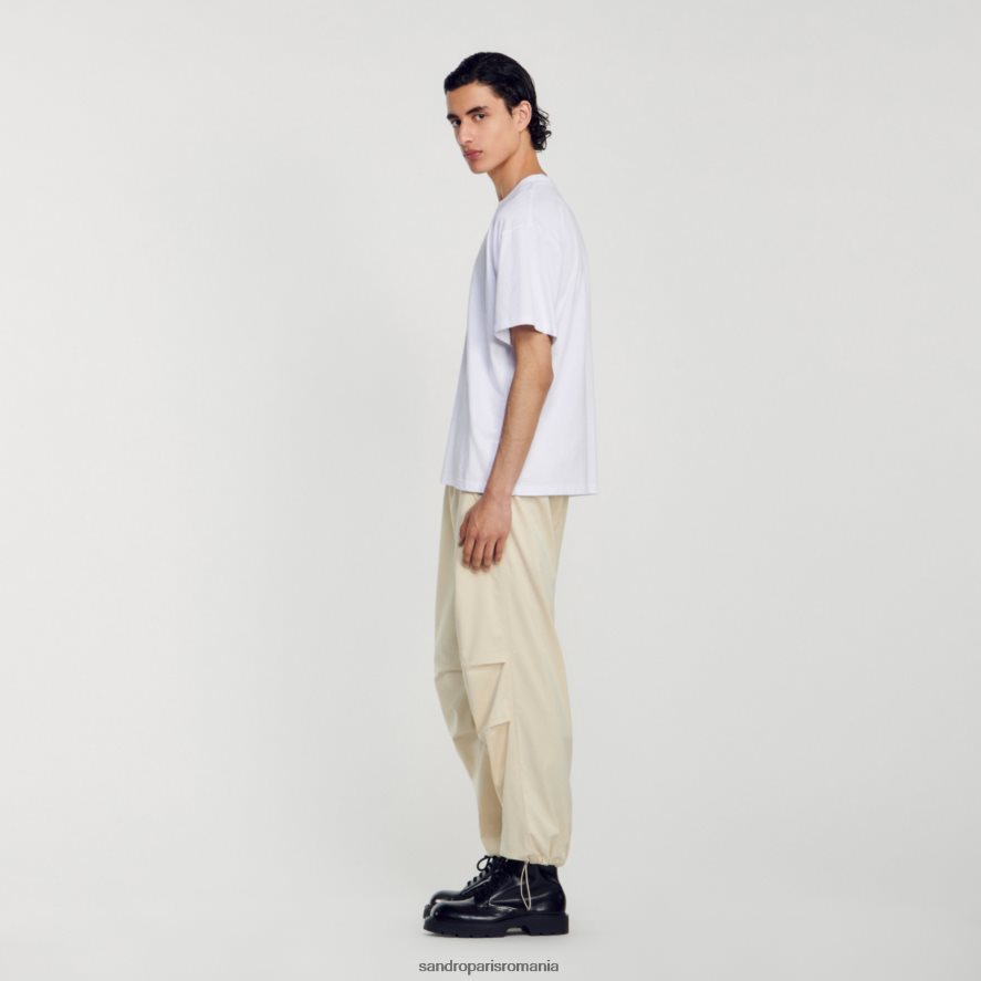 tricou cu logo din cauciuc bărbați alb Sandro Paris îmbrăcăminte X8Z4NH806