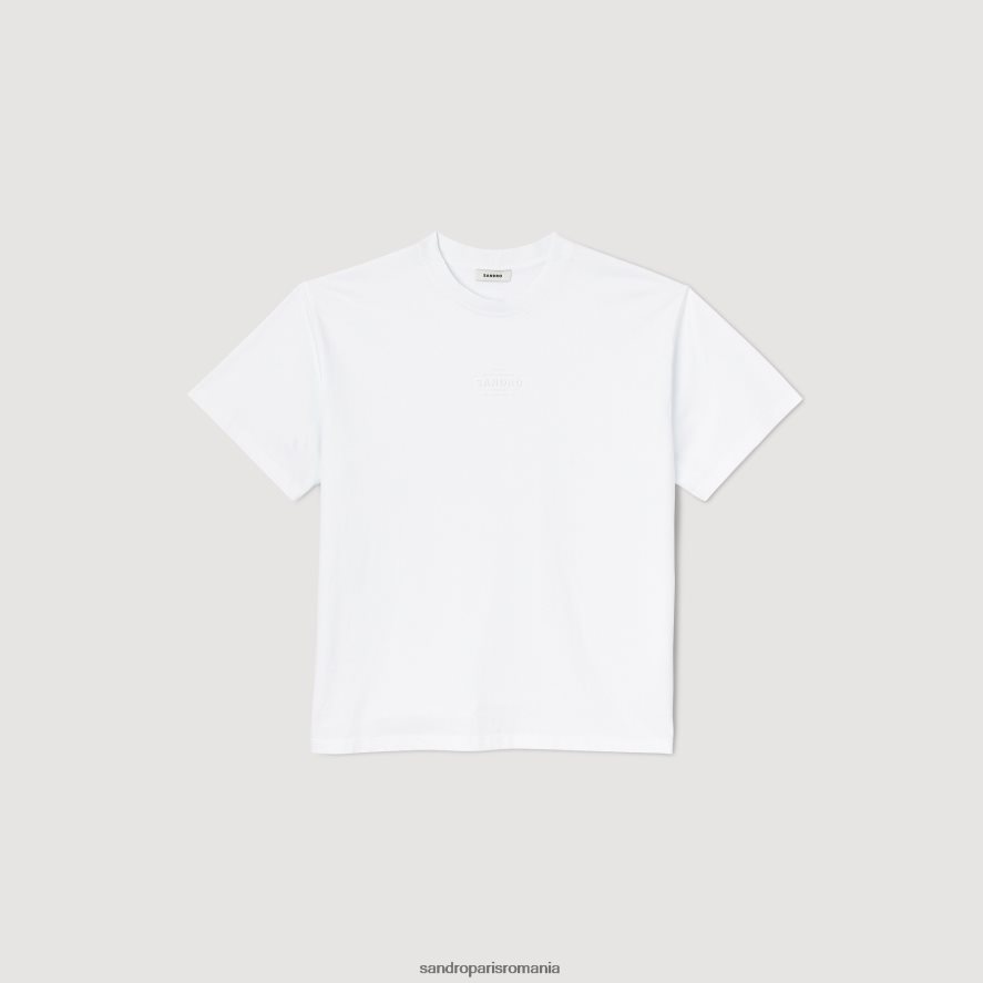 tricou cu logo din cauciuc bărbați alb Sandro Paris îmbrăcăminte X8Z4NH806