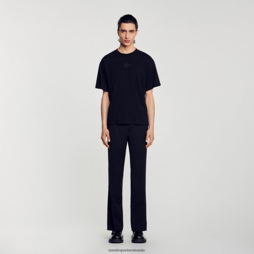 tricou cu logo din cauciuc bărbați negru Sandro Paris îmbrăcăminte X8Z4NH770