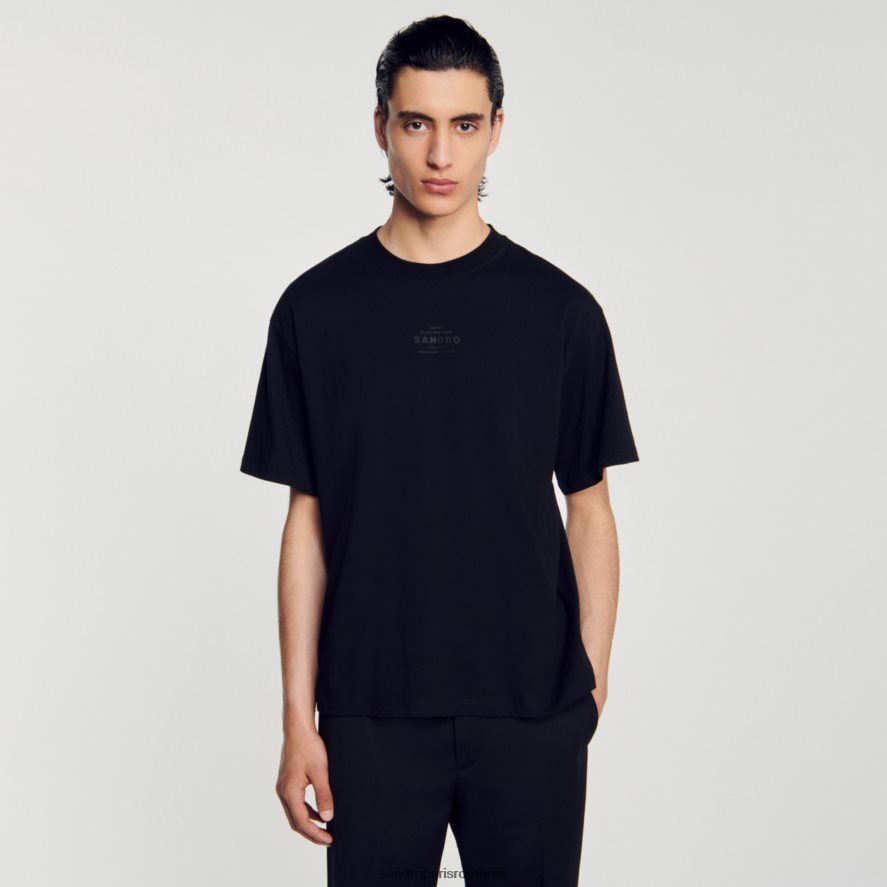 tricou cu logo din cauciuc bărbați negru Sandro Paris îmbrăcăminte X8Z4NH770