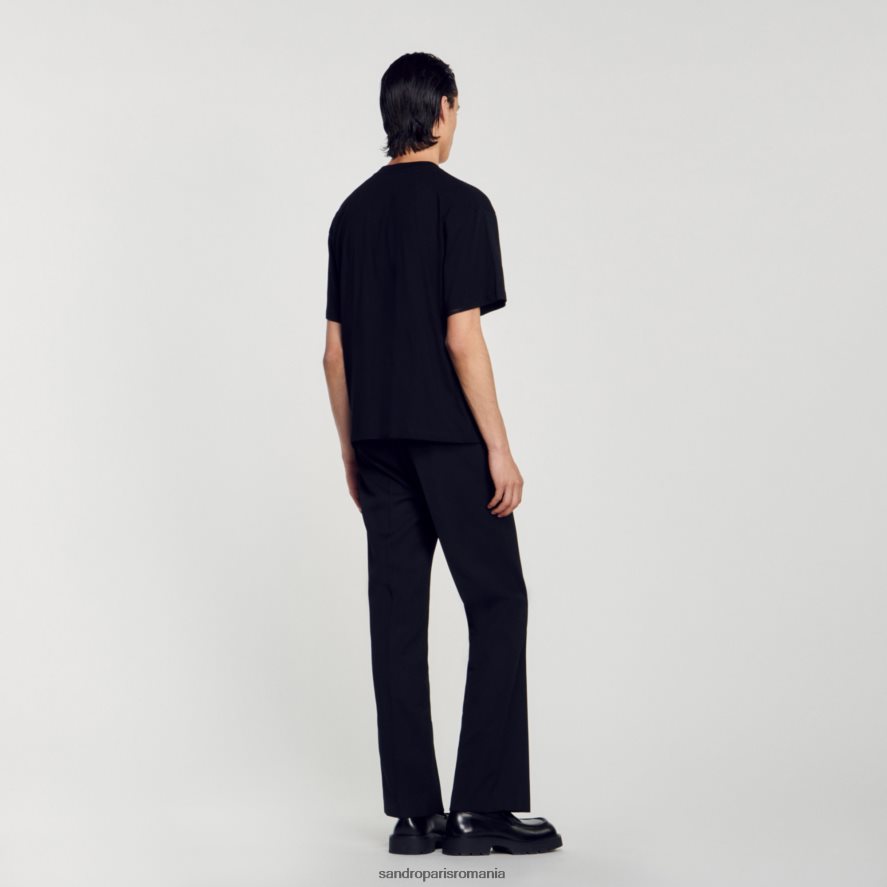 tricou cu logo din cauciuc bărbați negru Sandro Paris îmbrăcăminte X8Z4NH770