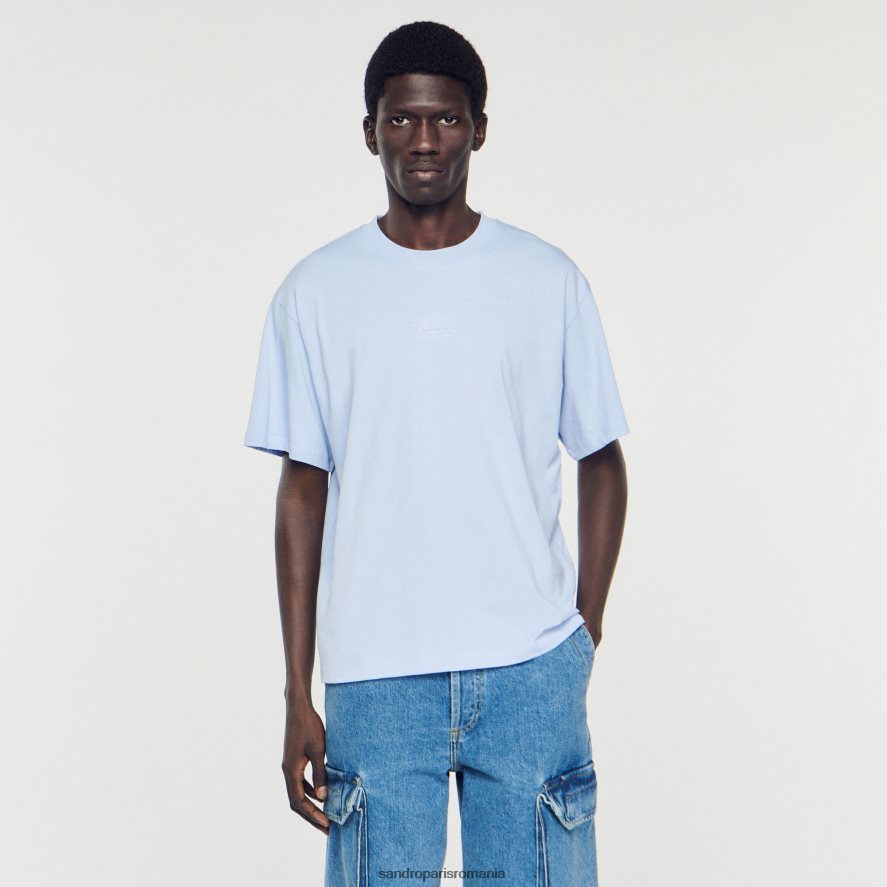 tricou cu logo din cauciuc bărbați o singură culoare Sandro Paris îmbrăcăminte X8Z4NH739