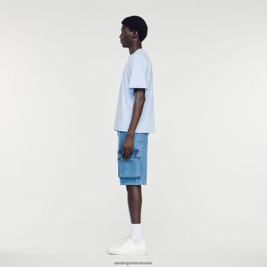 tricou cu logo din cauciuc bărbați o singură culoare Sandro Paris îmbrăcăminte X8Z4NH739