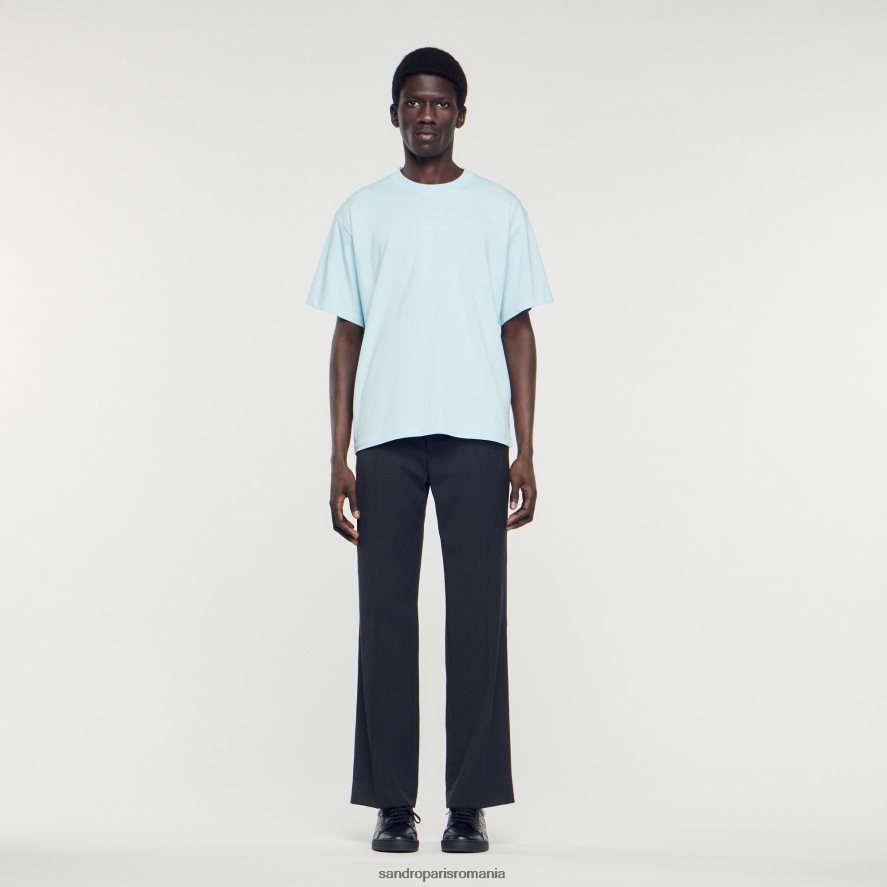 tricou cu logo din cauciuc bărbați o singură culoare Sandro Paris îmbrăcăminte X8Z4NH804