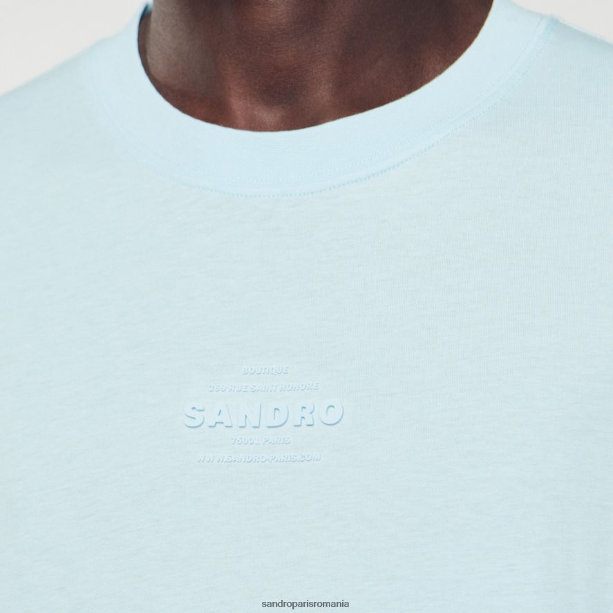 tricou cu logo din cauciuc bărbați o singură culoare Sandro Paris îmbrăcăminte X8Z4NH804