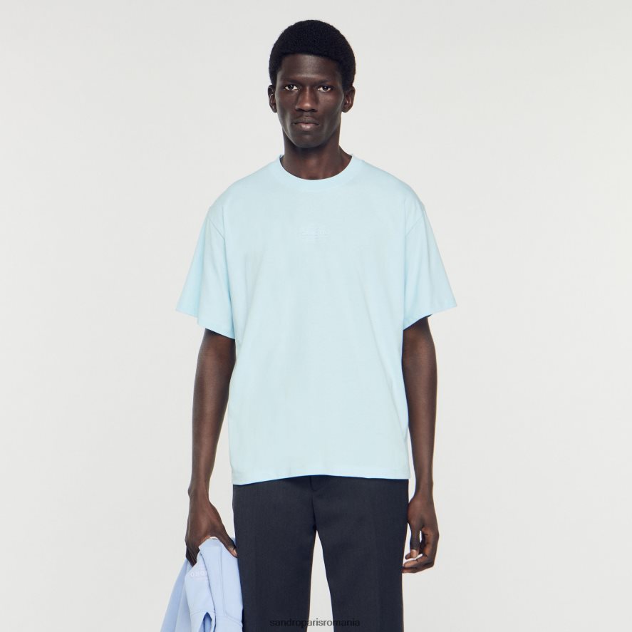 tricou cu logo din cauciuc bărbați o singură culoare Sandro Paris îmbrăcăminte X8Z4NH804