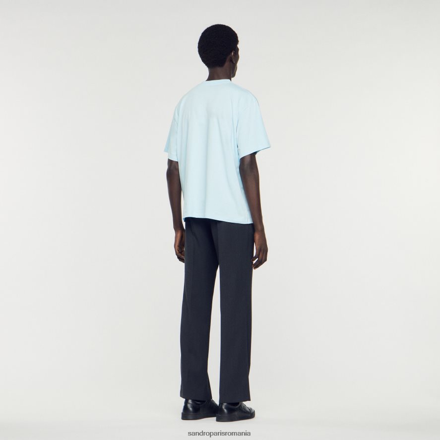 tricou cu logo din cauciuc bărbați o singură culoare Sandro Paris îmbrăcăminte X8Z4NH804