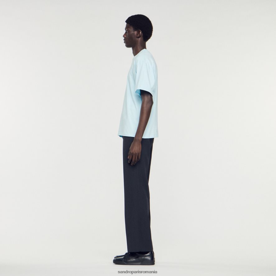 tricou cu logo din cauciuc bărbați o singură culoare Sandro Paris îmbrăcăminte X8Z4NH804