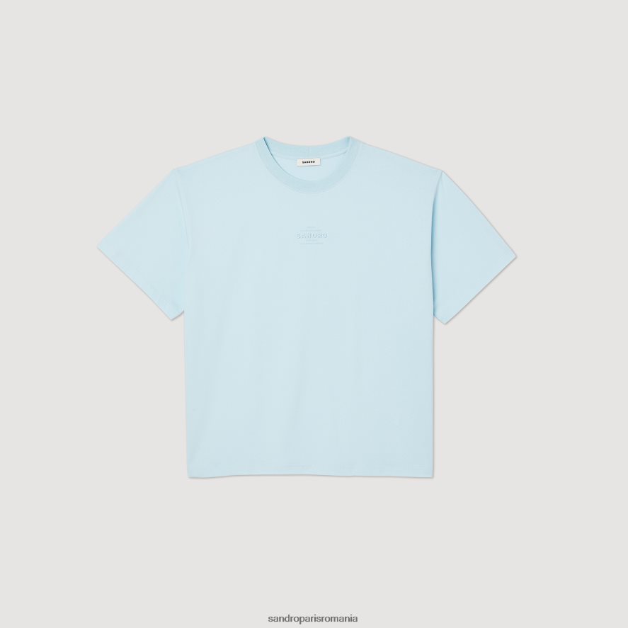 tricou cu logo din cauciuc bărbați o singură culoare Sandro Paris îmbrăcăminte X8Z4NH804