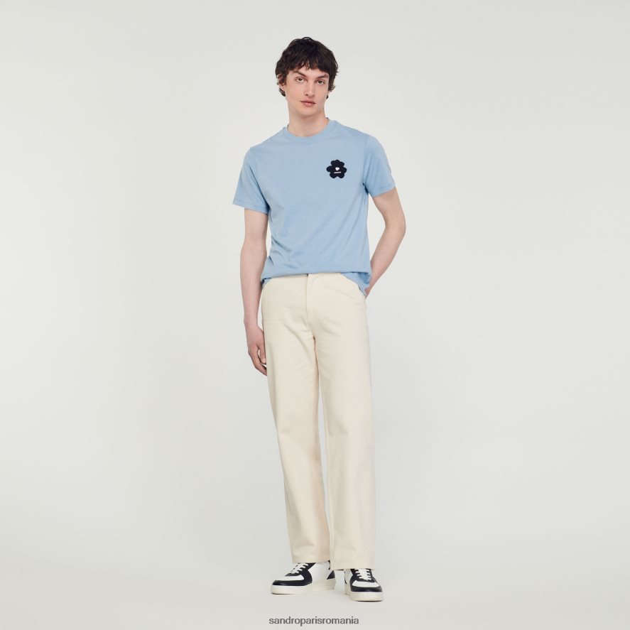 tricou cu plasture de flori bărbați albastru Sandro Paris îmbrăcăminte X8Z4NH719