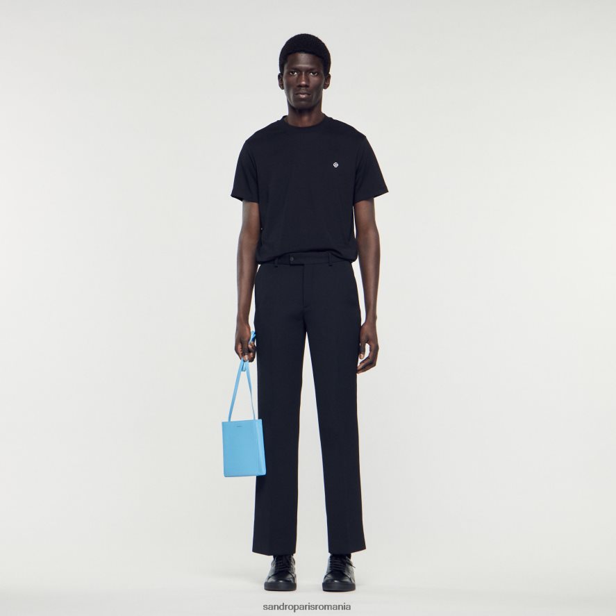 tricou cu plasture pătrate în cruce bărbați negru Sandro Paris îmbrăcăminte X8Z4NH645