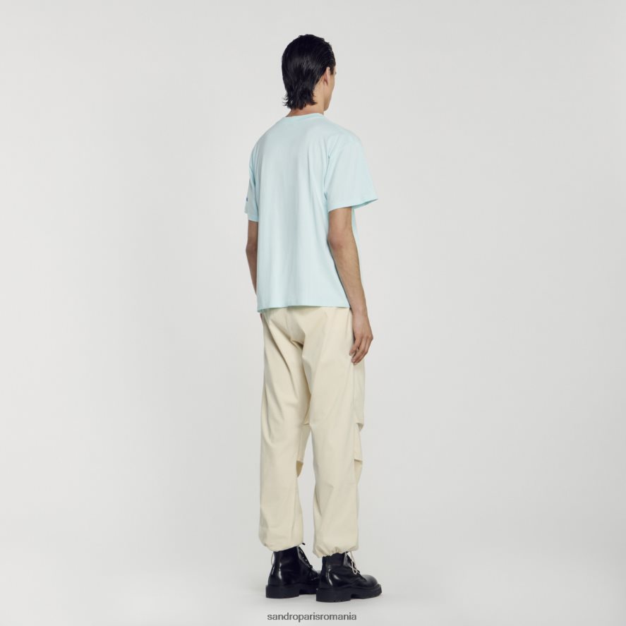 tricou cu stele de mare bărbați albastru menta Sandro Paris îmbrăcăminte X8Z4NH685