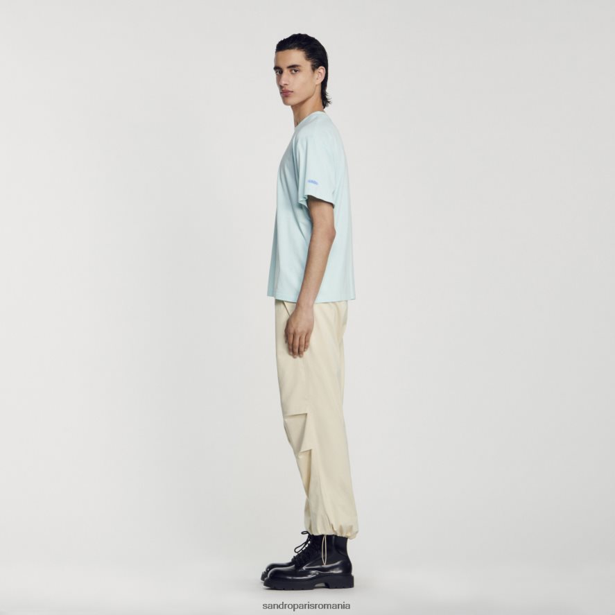 tricou cu stele de mare bărbați albastru menta Sandro Paris îmbrăcăminte X8Z4NH685