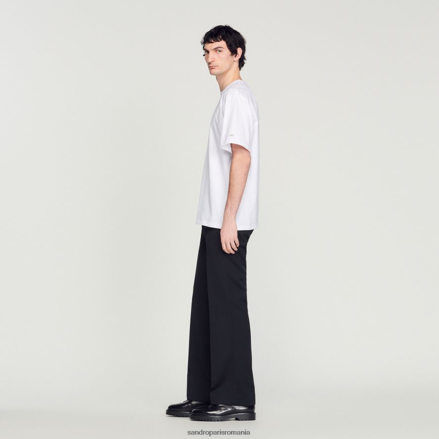 tricou din bumbac organic bărbați alb Sandro Paris îmbrăcăminte X8Z4NH624