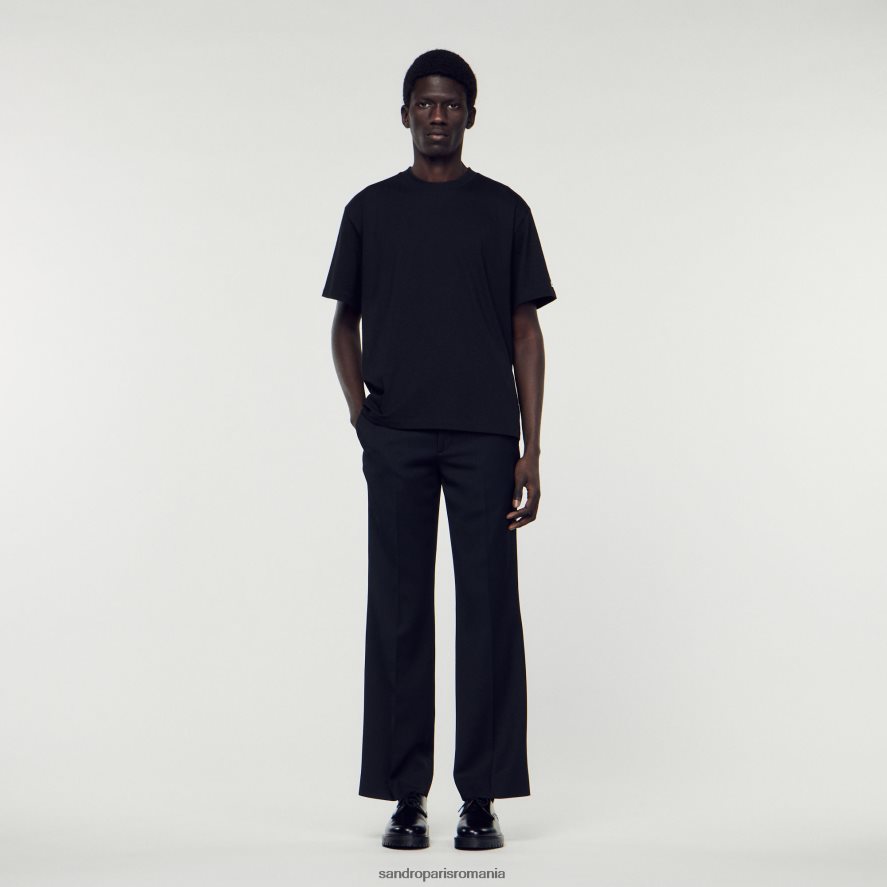 tricou din bumbac organic bărbați negru Sandro Paris îmbrăcăminte X8Z4NH625