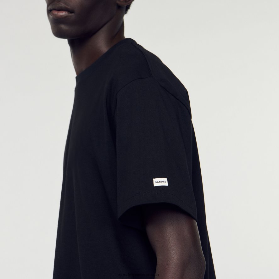 tricou din bumbac organic bărbați negru Sandro Paris îmbrăcăminte X8Z4NH625