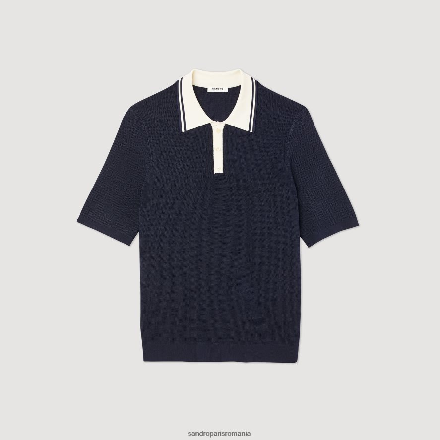 tricou polo cu guler contrastant bărbați o singură culoare Sandro Paris îmbrăcăminte X8Z4NH707