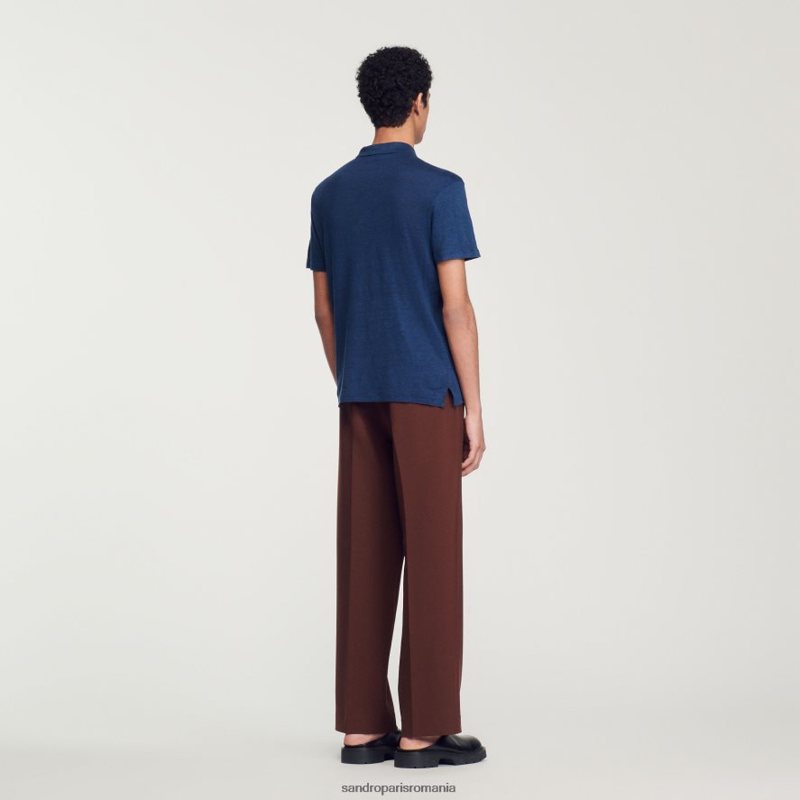 tricou polo din in bărbați bleumarin inchis Sandro Paris îmbrăcăminte X8Z4NH745