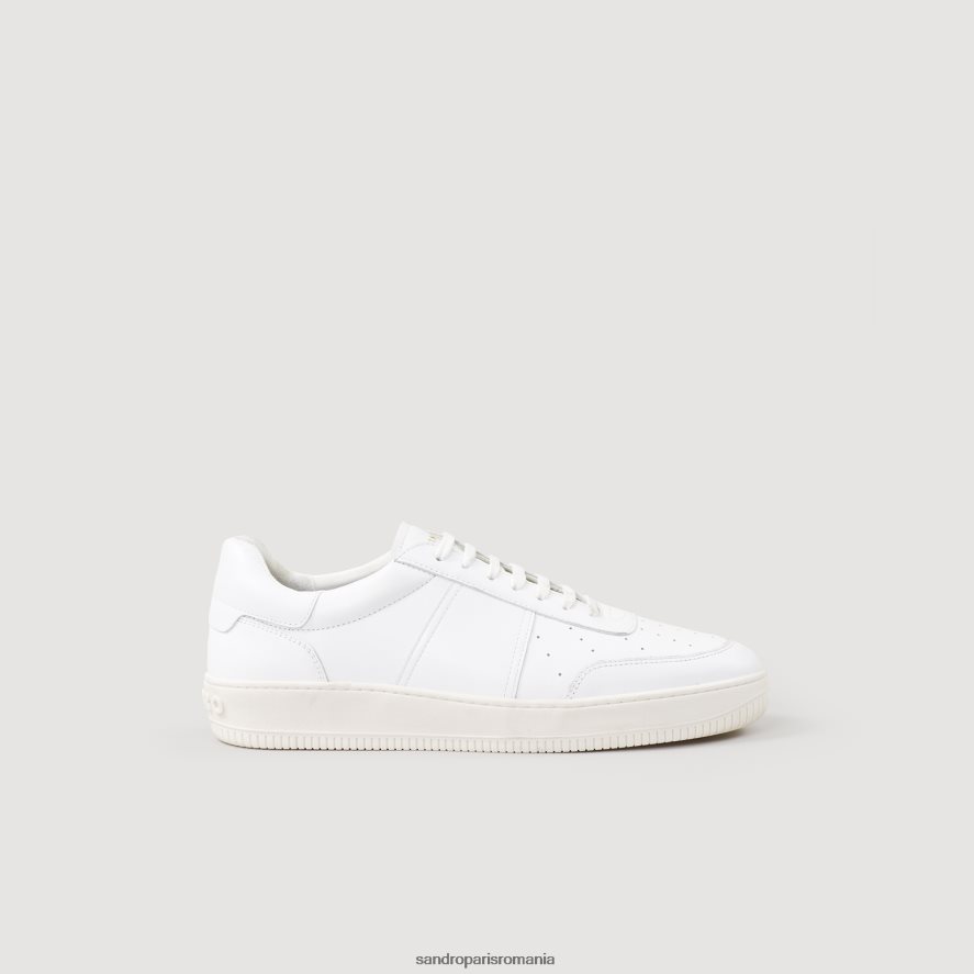 adidași din piele joasă bărbați alb Sandro Paris încălţăminte X8Z4NH842