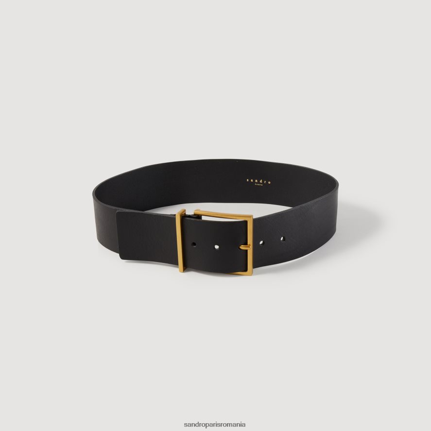 centura lata de piele femei negru Sandro Paris accesorii X8Z4NH515